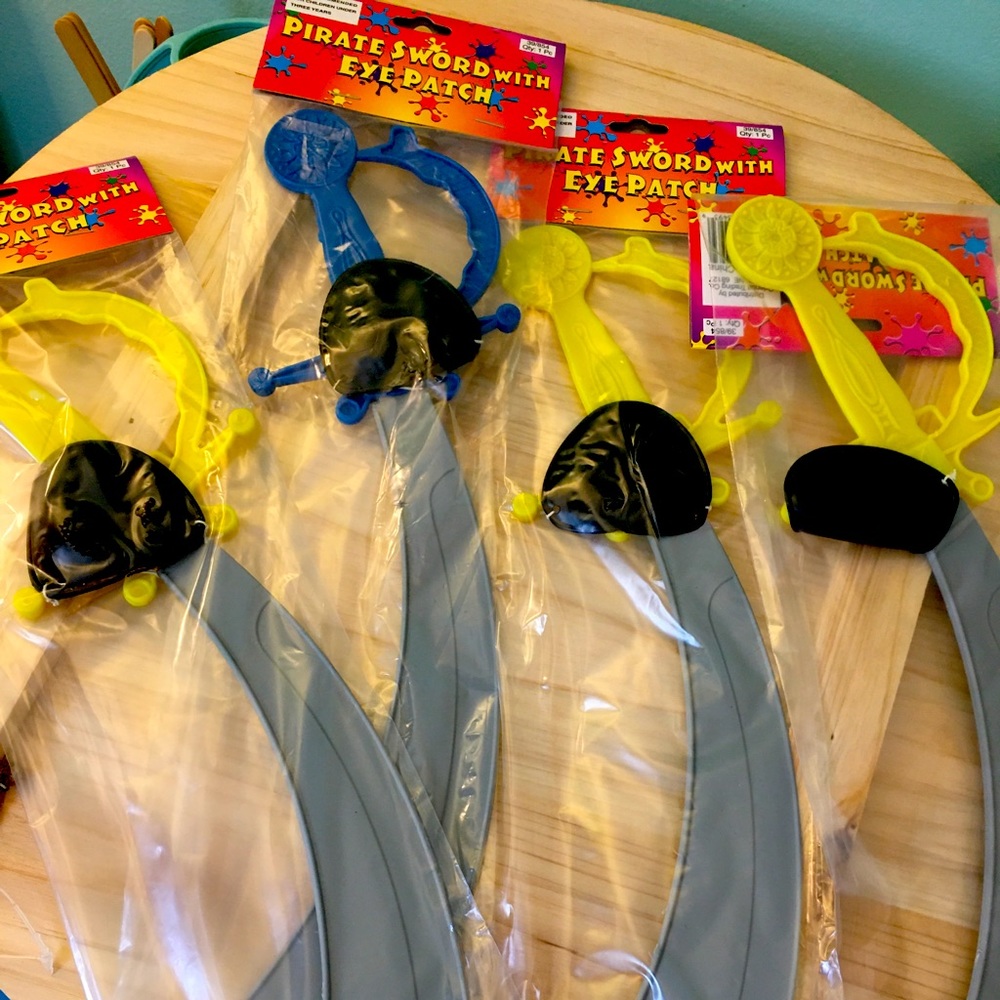 Party pirate swords with eye patch, new